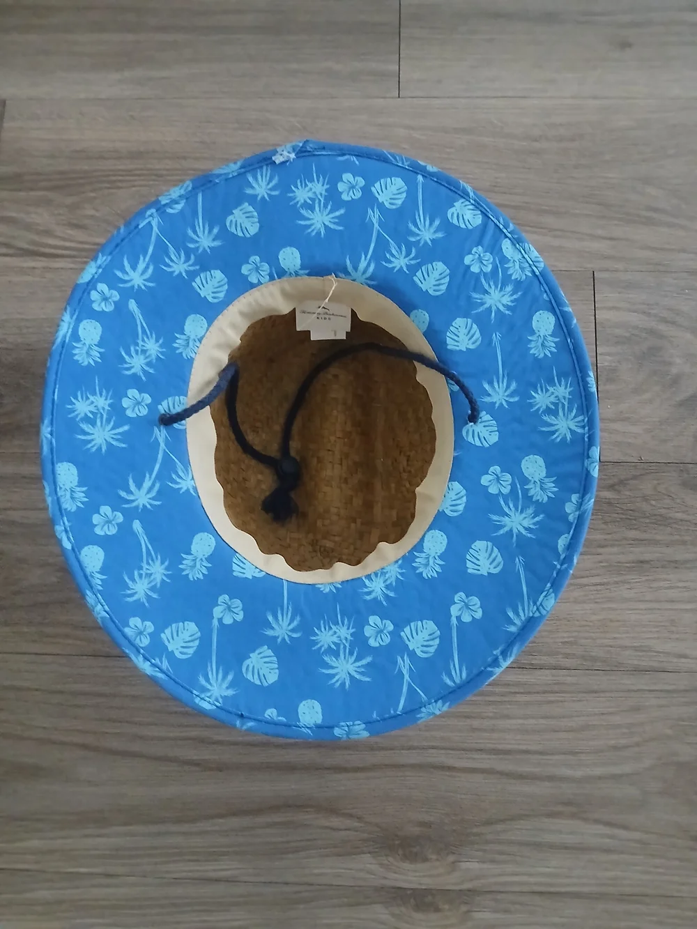 Straw Tommy Bahama Boy Hat with Blue Pineapple Trim